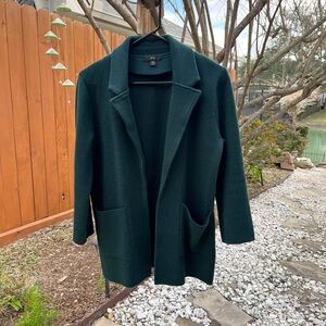 J CREW 365 Sophie Open Front Sweater Blazer Cardigan in DARK GREEN- NWOT